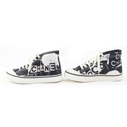 CHANEL High cut sneakers 20P G35960 Main: Canvas, Main: Rubber White black Graffiti Mid Cut Women 35