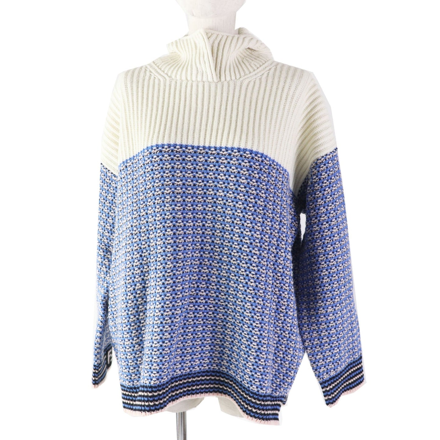 FENDI Hoodie FZY731 Main: 70% wool, Main: 30% cashmere Blue white Women 38