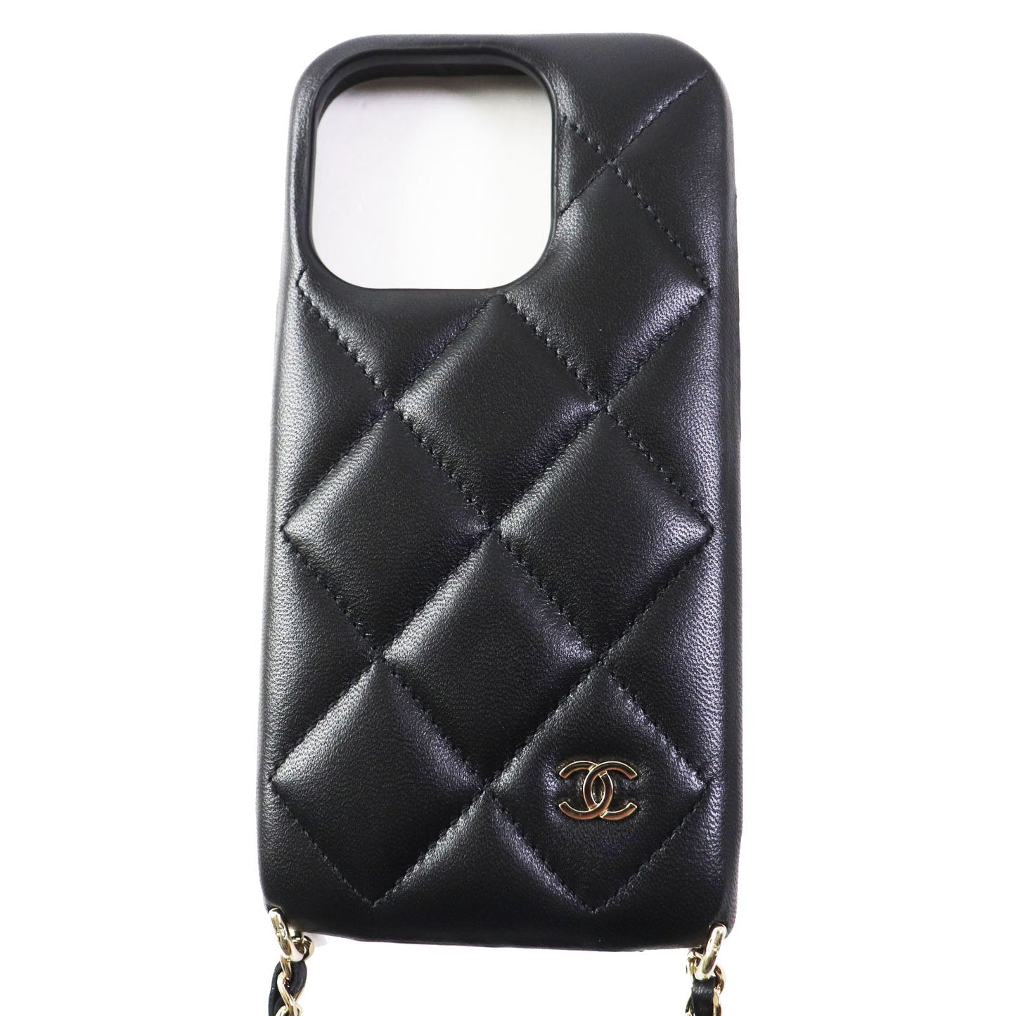 CHANEL iPhone case AP3556 lambskin black Matrasse Women