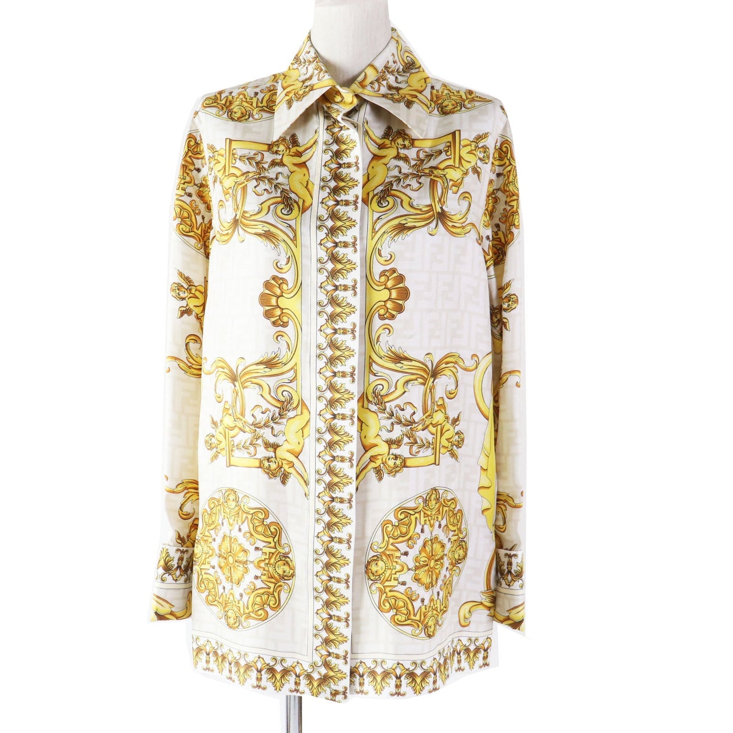 FENDI Long sleeve shirt FS7891 Main: 100% silk light beige Women 36