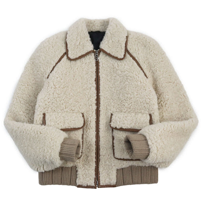 FENDI Blouson FW1163 Outer: 57% wool, Outer: 43% alpaca, Part: leather, Part: 100% wool, Lining: 100% cupra, Filling: 100% polyester Beige brown mens 46