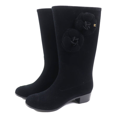 CHANEL boots Velor black Women 35