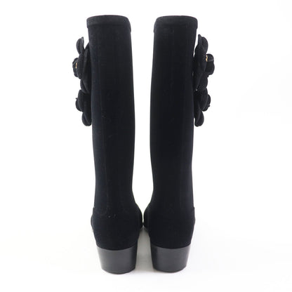 CHANEL boots Velor black Women 35