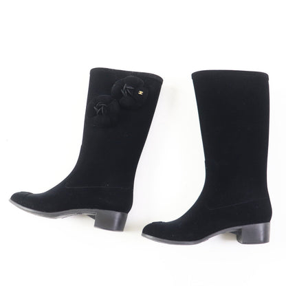 CHANEL boots Velor black Women 35