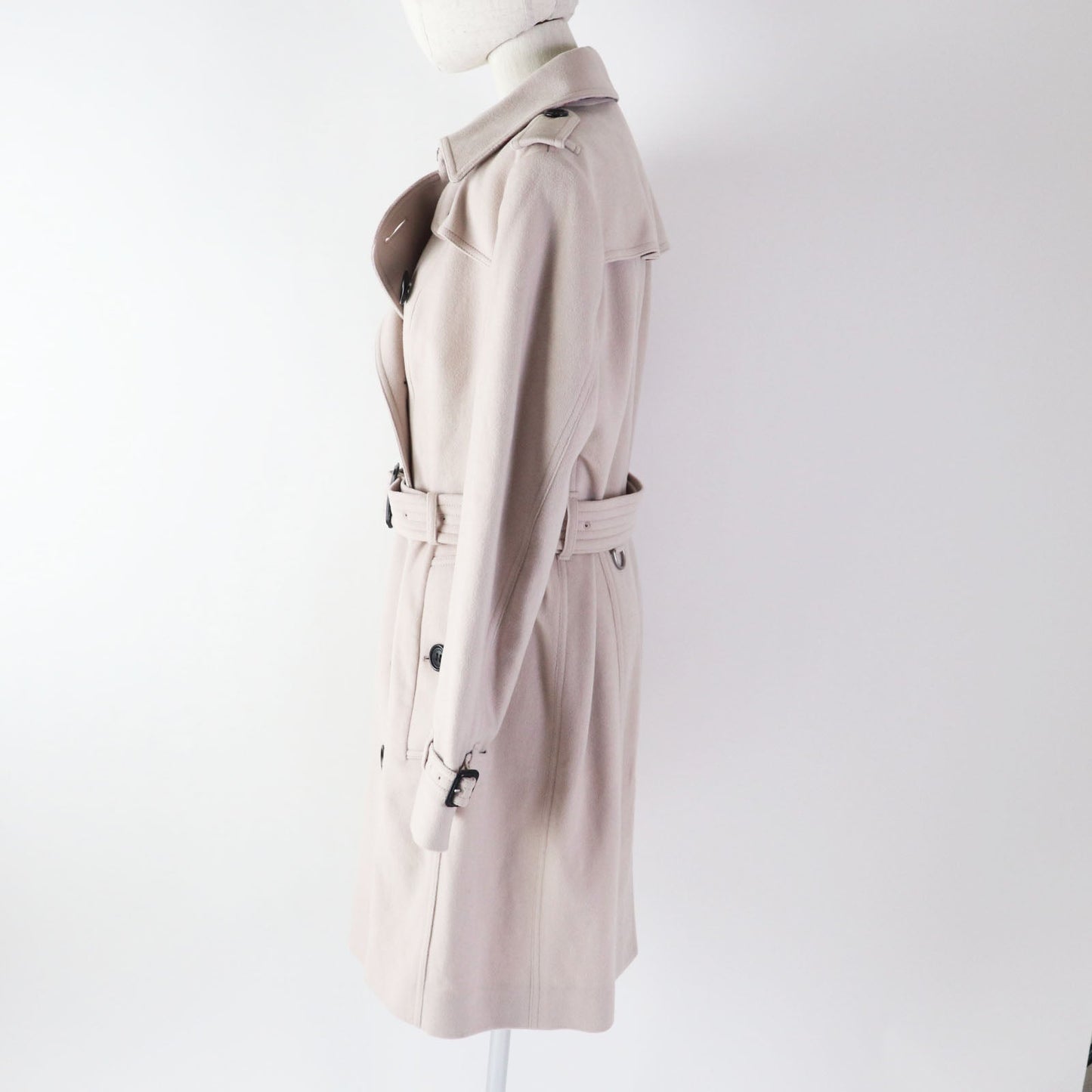 BURBERRY trench coat Outer: 100% cashmere, Lining: 100% cupra, Part: 100% wool, Sleeve lining: 100% viscose Light pink beige SANDRINGHAM Sandringham Women 44