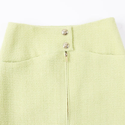 CHANEL Tight Skirt P65340 Outer: 100% wool, Lining: 100% silk Pearl green Women 38