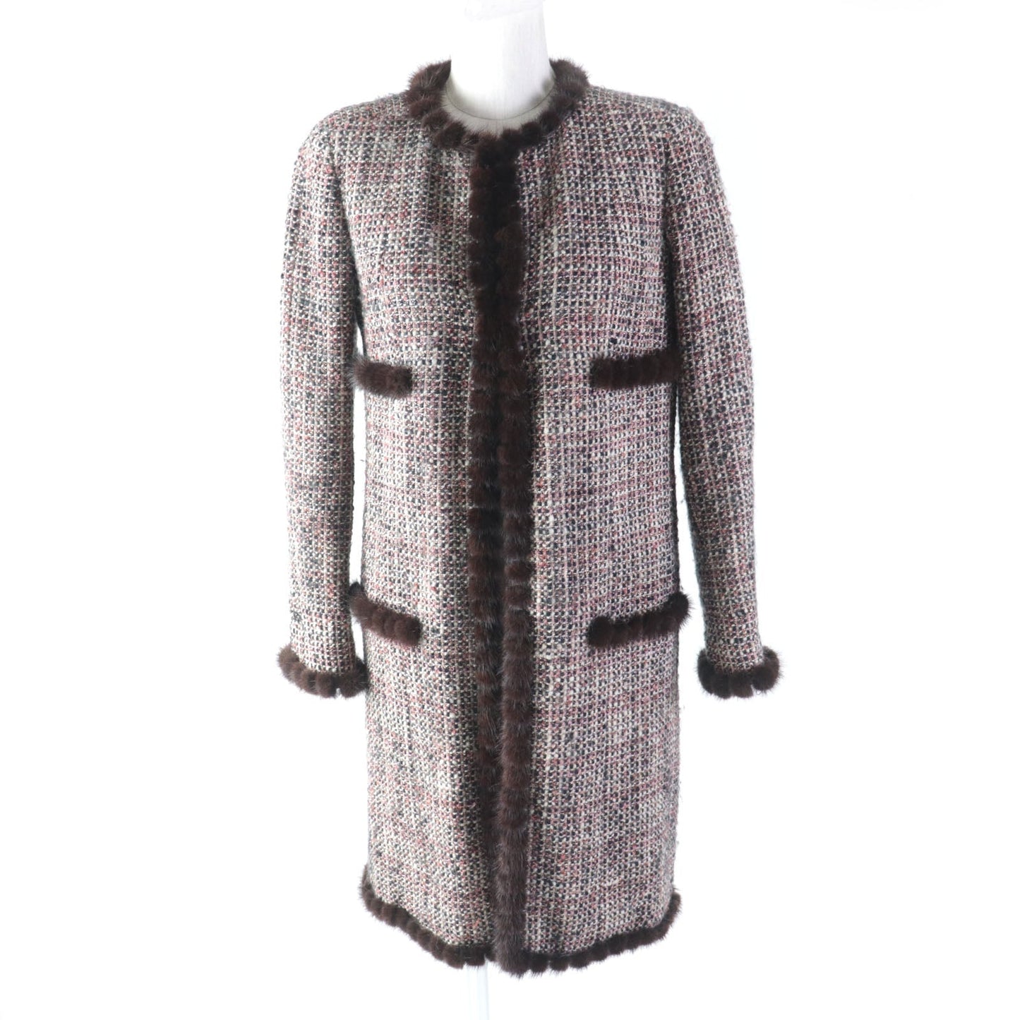 CHANEL coat 03A P21803 Outer: 94% wool, Outer: 3% mohair, Outer: 2% polyester, Outer: 1% nylon, Lining: 100% silk multicolor Women 34