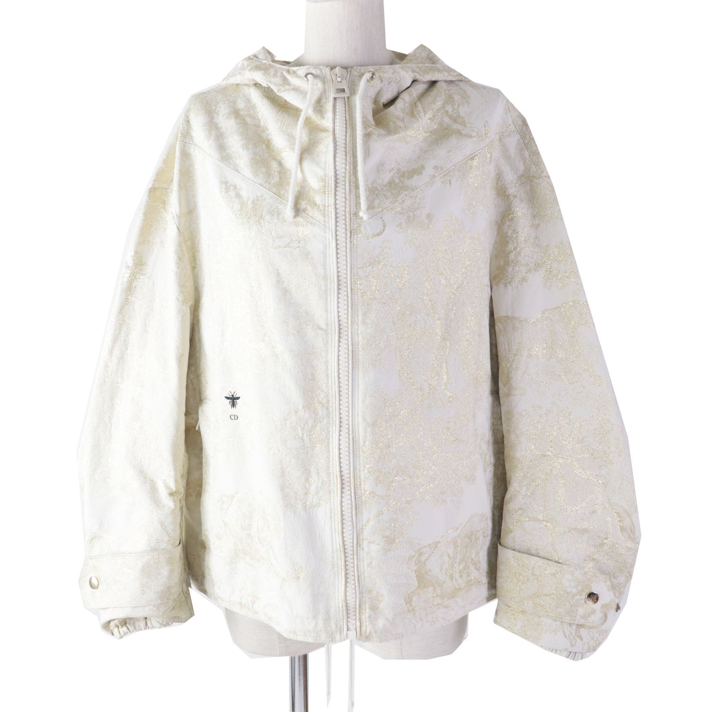 Christian Dior Nylon jacket 217C31A2985 Main: 79% polyester, 13% nylon, 8% nylon light beige gold Toile de Jouy Windbreaker Women S