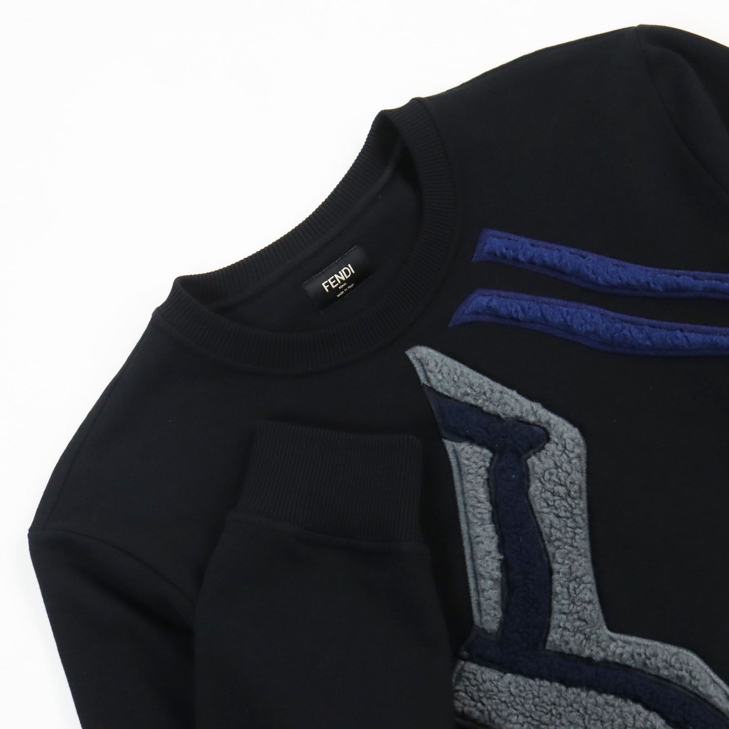 FENDI sweat FY0178 Main: 100% cotton, Part: 97% cotton, Part: 3% polyurethane, Part: 48% acrylic, 39% wool, 13% silk black mens M