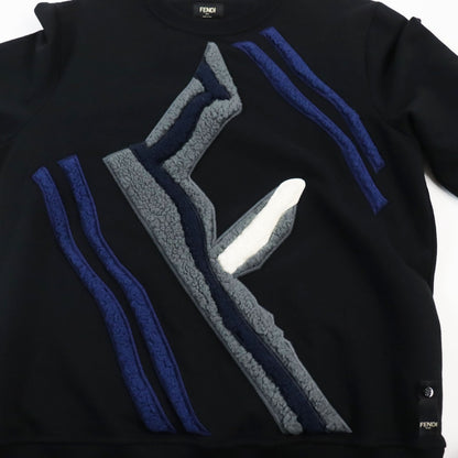 FENDI sweat FY0178 Main: 100% cotton, Part: 97% cotton, Part: 3% polyurethane, Part: 48% acrylic, 39% wool, 13% silk black mens M