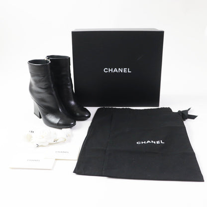 CHANEL Ankle boots 22A G39262 Shiny goatskin black 36 1/2C
