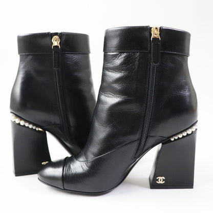 CHANEL Ankle boots 22A G39262 Shiny goatskin black 36 1/2C