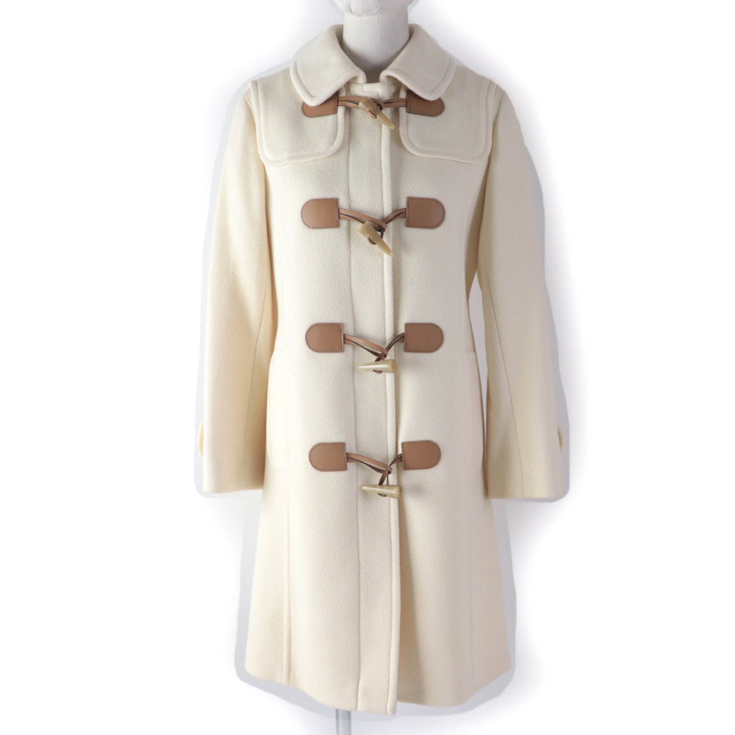 BURBERRY LONDON coat FN072-950-02 Main: 90% wool, Main: 10% nylon, Part: leather, Lining: cupra Ivory Women 38