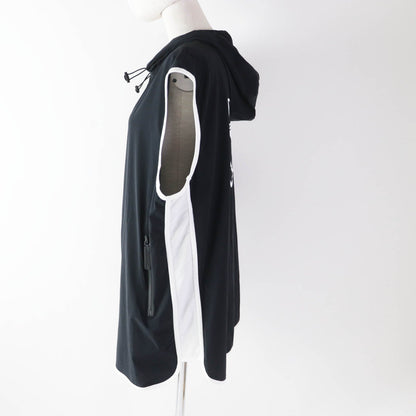Christian Dior Hoodie 243G15A2260 Outer material: 88% nylon, Outer material: 12% polyurethane, Part: 84% polyester, Part: 16% polyurethane Black White Sleeveless Technical Jersey Zip Hoodie DIOR VIBE Women XS