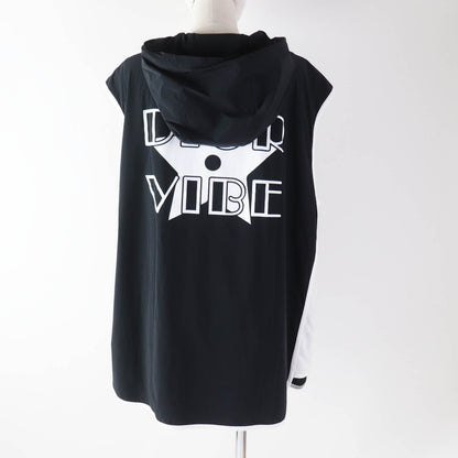 Christian Dior Hoodie 243G15A2260 Outer material: 88% nylon, Outer material: 12% polyurethane, Part: 84% polyester, Part: 16% polyurethane Black White Sleeveless Technical Jersey Zip Hoodie DIOR VIBE Women XS