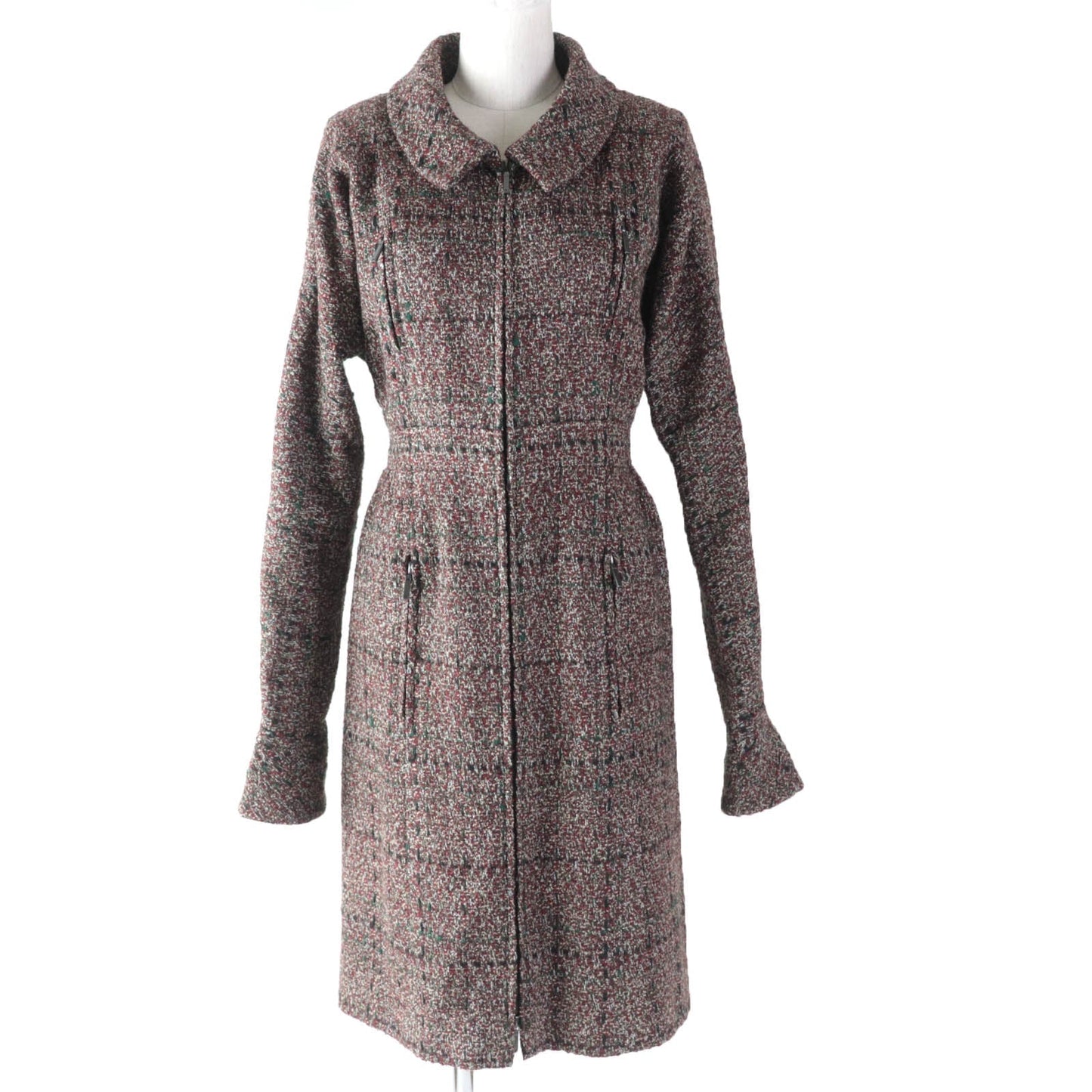 CHANEL A line coat P49823 Main: 43% wool, Main: 18% nylon, Main: 13% acrylic, Main: 13% polyester, Main: 13% rayon, Lining: 100% silk, Part: 100% silk multicolor Women 34