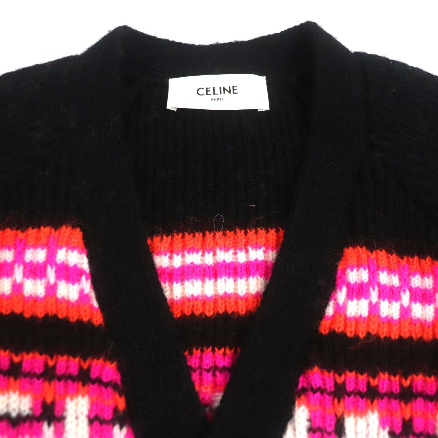 CELINE cardigan 2AC915795 Main: 100% wool Black pink mens XS