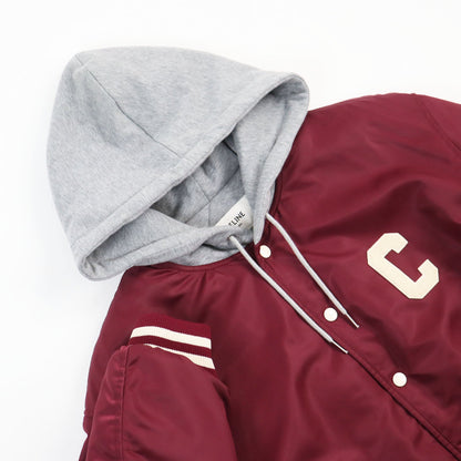 CELINE Blouson 2W15A227R Outer: 100% nylon, Lining: 100% cotton, Filling: 100% polyester, Part: 100% cotton Bordeaux Grey mens 52