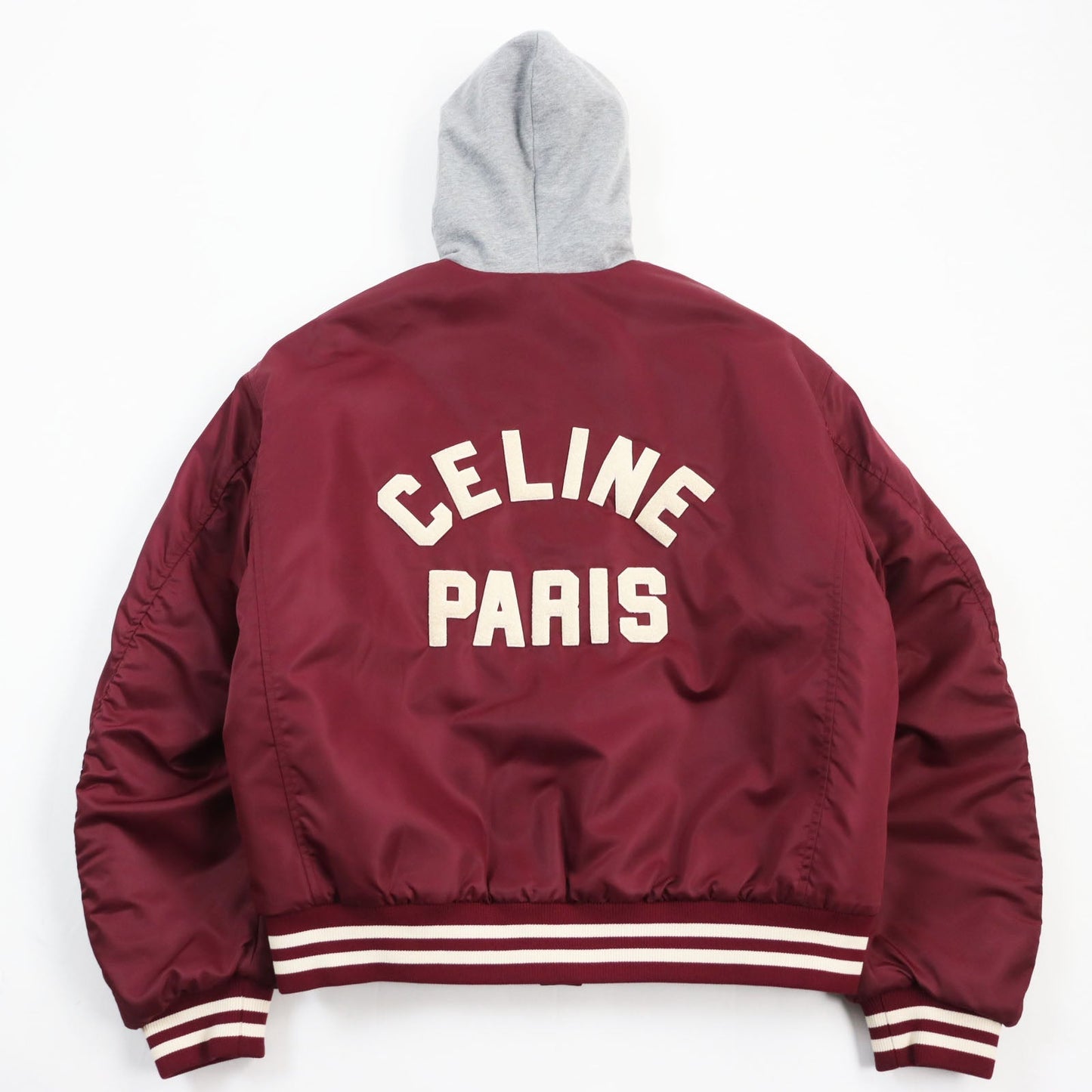 CELINE Blouson 2W15A227R Outer: 100% nylon, Lining: 100% cotton, Filling: 100% polyester, Part: 100% cotton Bordeaux Grey mens 52