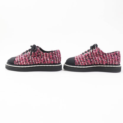 CHANEL Low cut sneakers G32357 tweed Pink black Women 35