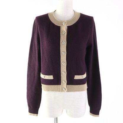CHANEL cardigan 17A P57065 Main: 98% cashmere, Main: 2% polyester PLUM/GOLDEN BEIGE Women 38