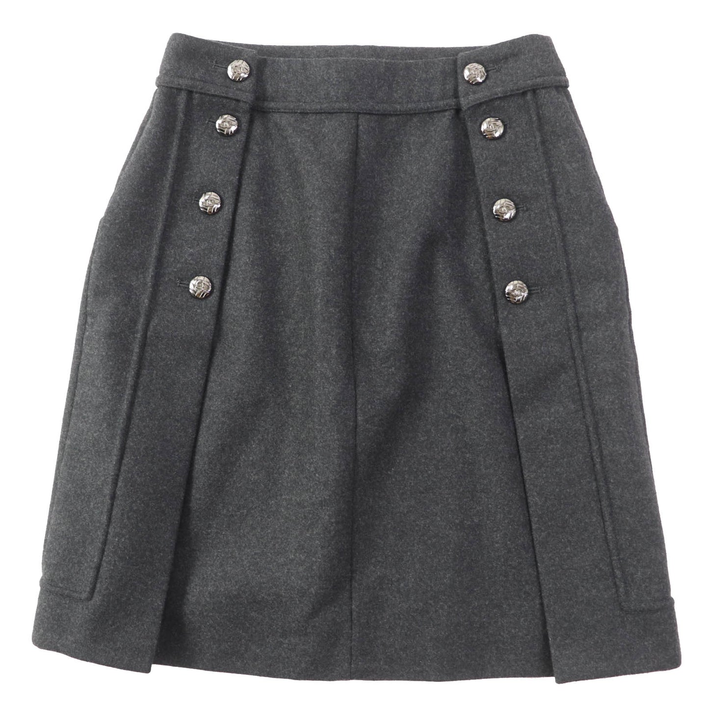 CHANEL skirt 11A P41836 Outer: 60% wool, Outer: 38% angora, Outer: 1% polyurethane, Outer: 1% nylon, Lining: 100% silk Dark gray Women 36