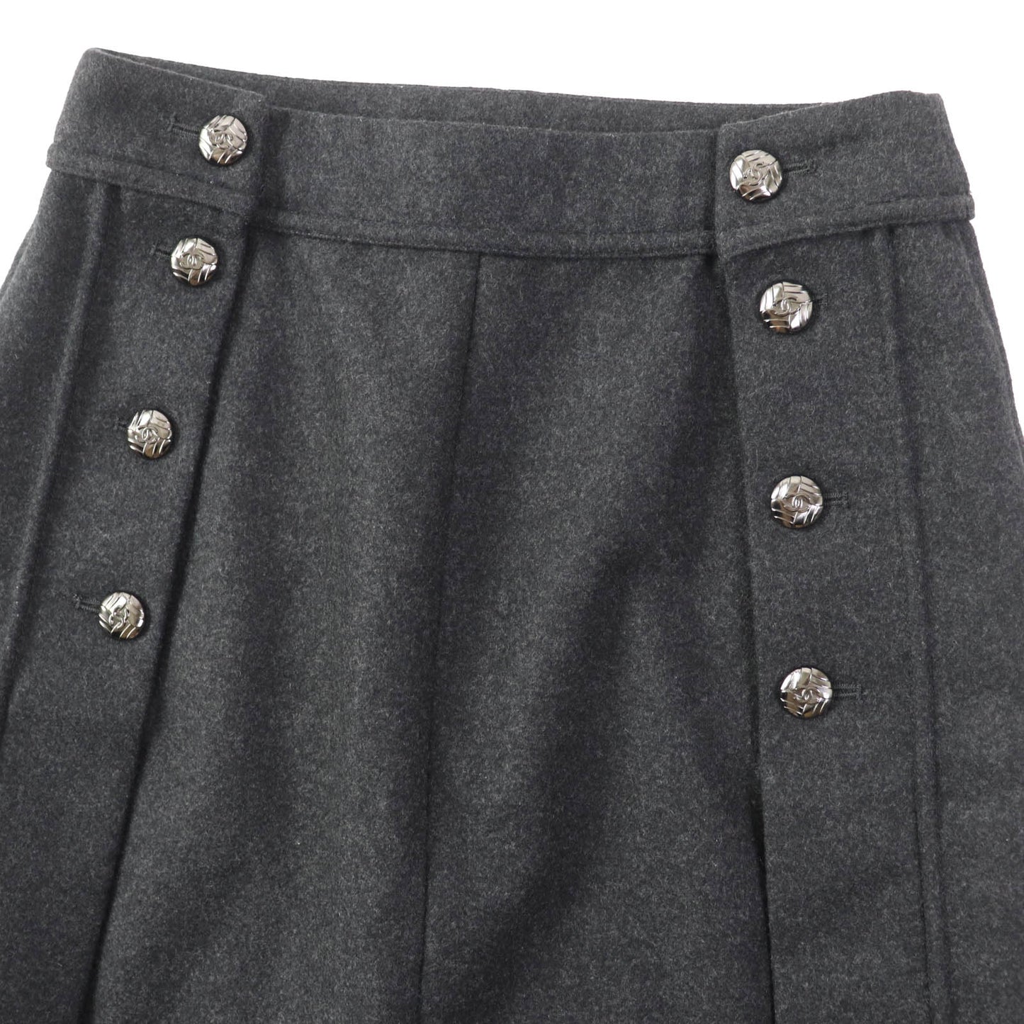 CHANEL skirt 11A P41836 Outer: 60% wool, Outer: 38% angora, Outer: 1% polyurethane, Outer: 1% nylon, Lining: 100% silk Dark gray Women 36