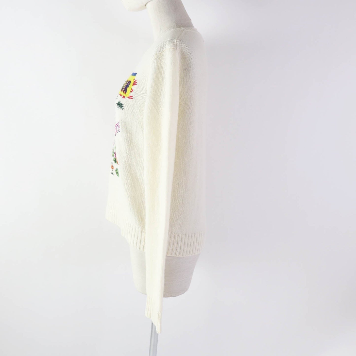 Christian Dior knit 344S57TM152 Outer: 100% cashmere, Part: 100% cotton White mulch Indian Tiger Motif Women 44