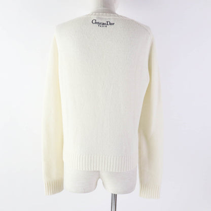 Christian Dior knit 344S57TM152 Outer: 100% cashmere, Part: 100% cotton White mulch Indian Tiger Motif Women 44
