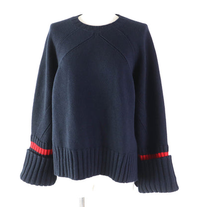 CELINE knit 3C56 7257 Main: 100% wool, Part: 100% cotton Navy red Phoebe Philonite Women S