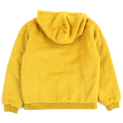 CELINE Hoodie 2Y964925R Outer: 62% alpaca, Outer: 38% wool, Lining: 100% rayon, Rib: 96% cotton, 4% polyurethane, Filling: 100% polyester Mustard Black Fuzzy wool loose fit hoodie mens L