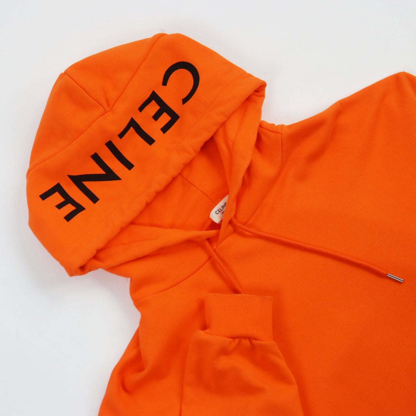 CELINE Hoodie 2Y499052H Main: 100% cotton, part: 96% cotton, part: 4% polyurethane Orange LOOSE HOODIE WHIT HOOD LOGO mens M