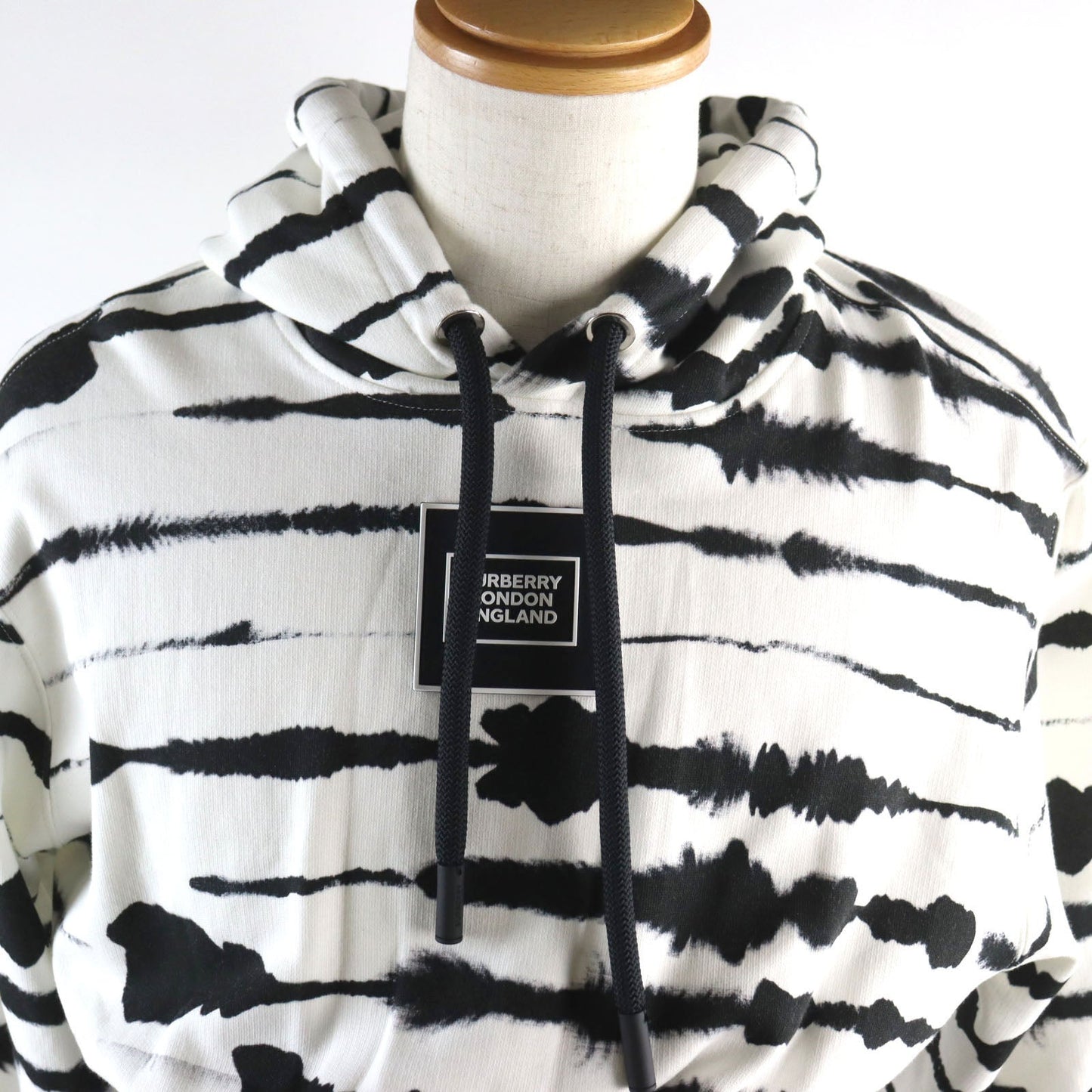 BURBERRY Hoodie 4563724 Outer material: 100% cotton, Outer material: 77% polyester, Outer material: 15% polyamide (nylon), Outer material: 8% elastane (polyurethane) White black Watercolour Print Reconstructed Hoodie mens XS
