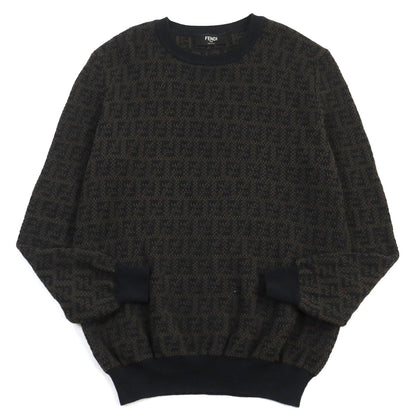 FENDI knit FZX034 AKFS Main: 54% wool, Main: 39% cotton, Main: 7% cashmere Brown black GIROCOLLO FF DETAIL KNIT mens 54