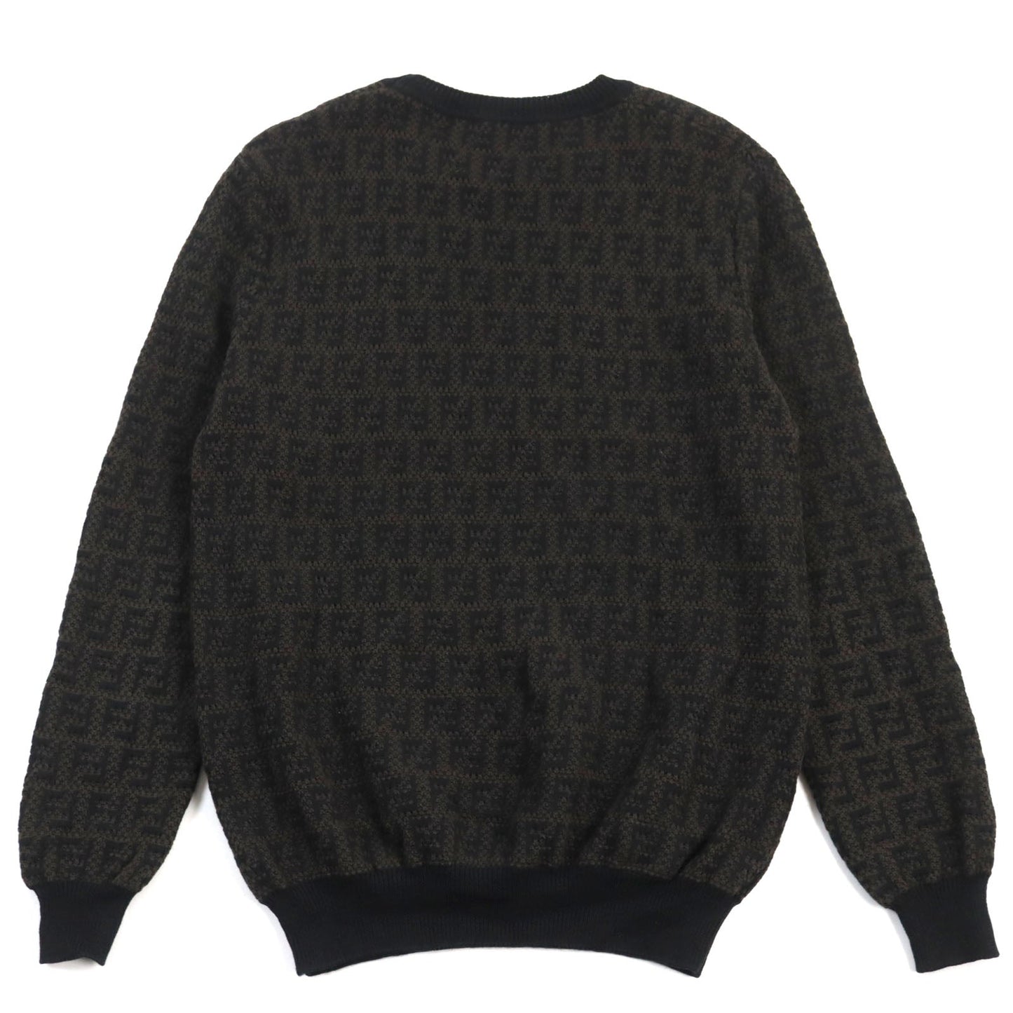FENDI knit FZX034 AKFS Main: 54% wool, Main: 39% cotton, Main: 7% cashmere Brown black GIROCOLLO FF DETAIL KNIT mens 54