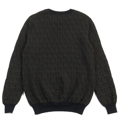 FENDI knit FZX034 AKFS Main: 54% wool, Main: 39% cotton, Main: 7% cashmere Brown black GIROCOLLO FF DETAIL KNIT mens 54