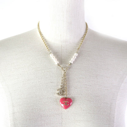 CHANEL Necklace C23P Gold Plated, Faux Pearl, Rhinestone Gold pink Women