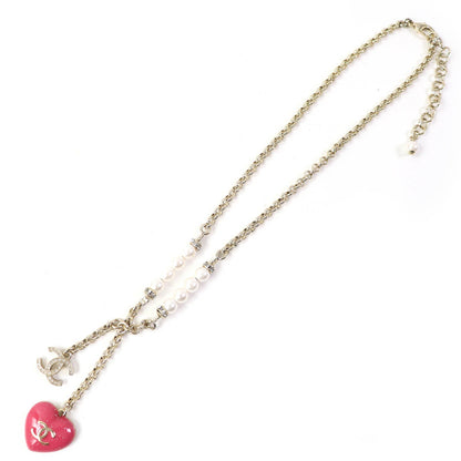 CHANEL Necklace C23P Gold Plated, Faux Pearl, Rhinestone Gold pink Women