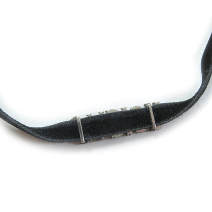 Christian Dior choker Metal, Velour Black Silver Rhinestone logo Women