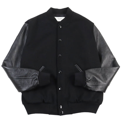CELINE Stajan 2V09M896C Main: 90% wool, Main: 10% nylon, Main: leather, Part: 100% rayon black BOY DOLL TEDDY JACKET IN TEXTURED WOOL mens 48