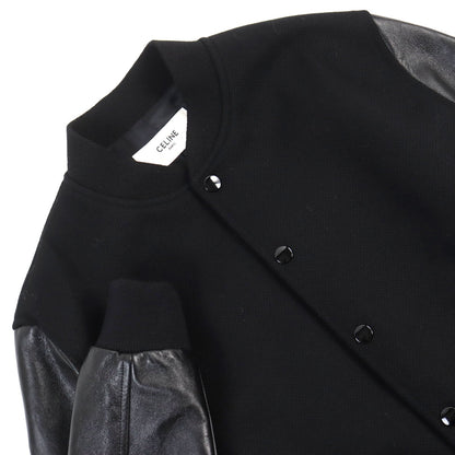 CELINE Stajan 2V09M896C Main: 90% wool, Main: 10% nylon, Main: leather, Part: 100% rayon black BOY DOLL TEDDY JACKET IN TEXTURED WOOL mens 48