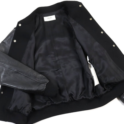CELINE Stajan 2V09M896C Main: 90% wool, Main: 10% nylon, Main: leather, Part: 100% rayon black BOY DOLL TEDDY JACKET IN TEXTURED WOOL mens 48