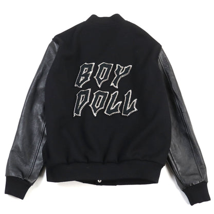 CELINE Stajan 2V09M896C Main: 90% wool, Main: 10% nylon, Main: leather, Part: 100% rayon black BOY DOLL TEDDY JACKET IN TEXTURED WOOL mens 48