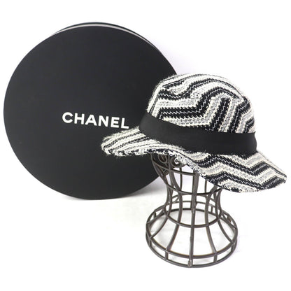 CHANEL hat 47% wool, 42% acrylic, 10% other, 1% cupra Black White Silver Women 57