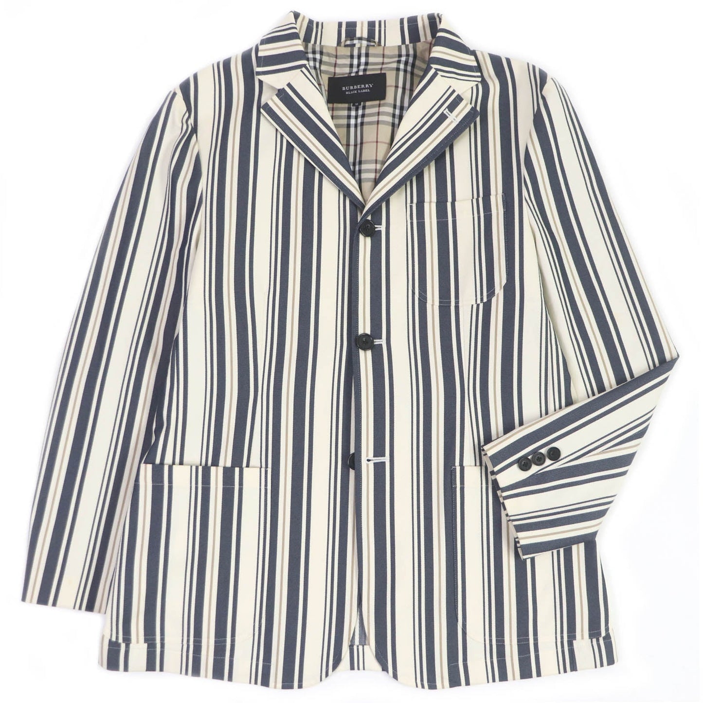 BURBERRY BLACK LABEL tailored jacket Outer: 70% cotton, Outer: 27% polyester, Outer: 3% polyurethane, Lining: cupra, Lining: polyester Ivorytype mens M