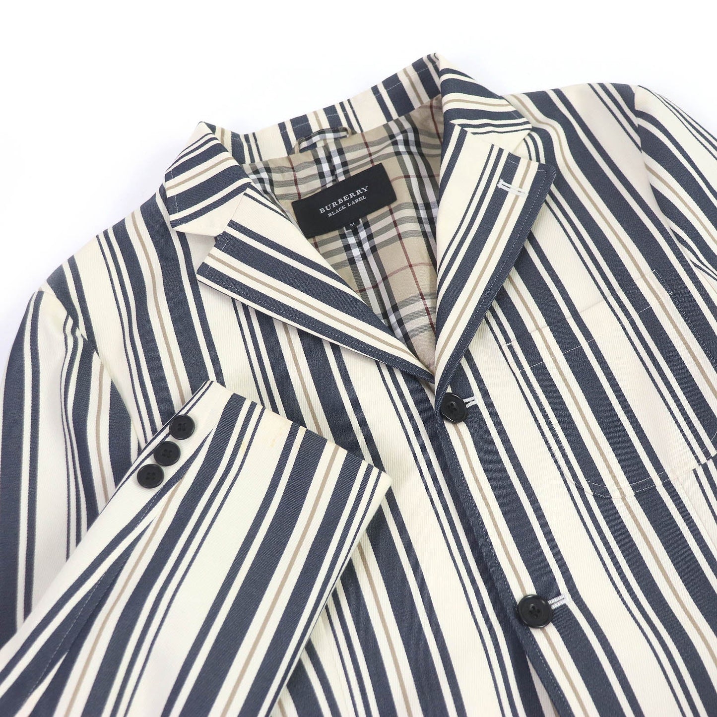BURBERRY BLACK LABEL tailored jacket Outer: 70% cotton, Outer: 27% polyester, Outer: 3% polyurethane, Lining: cupra, Lining: polyester Ivorytype mens M
