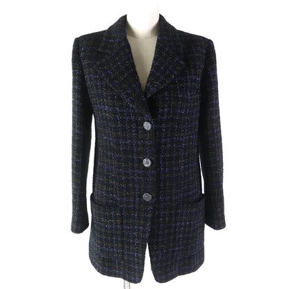CHANEL tailored jacket P71761 Outer: 45% cotton, Outer: 34% wool, Outer: 18% polyester, Outer: 3% polyamide (nylon), Lining: 100% silk Black type Women 34