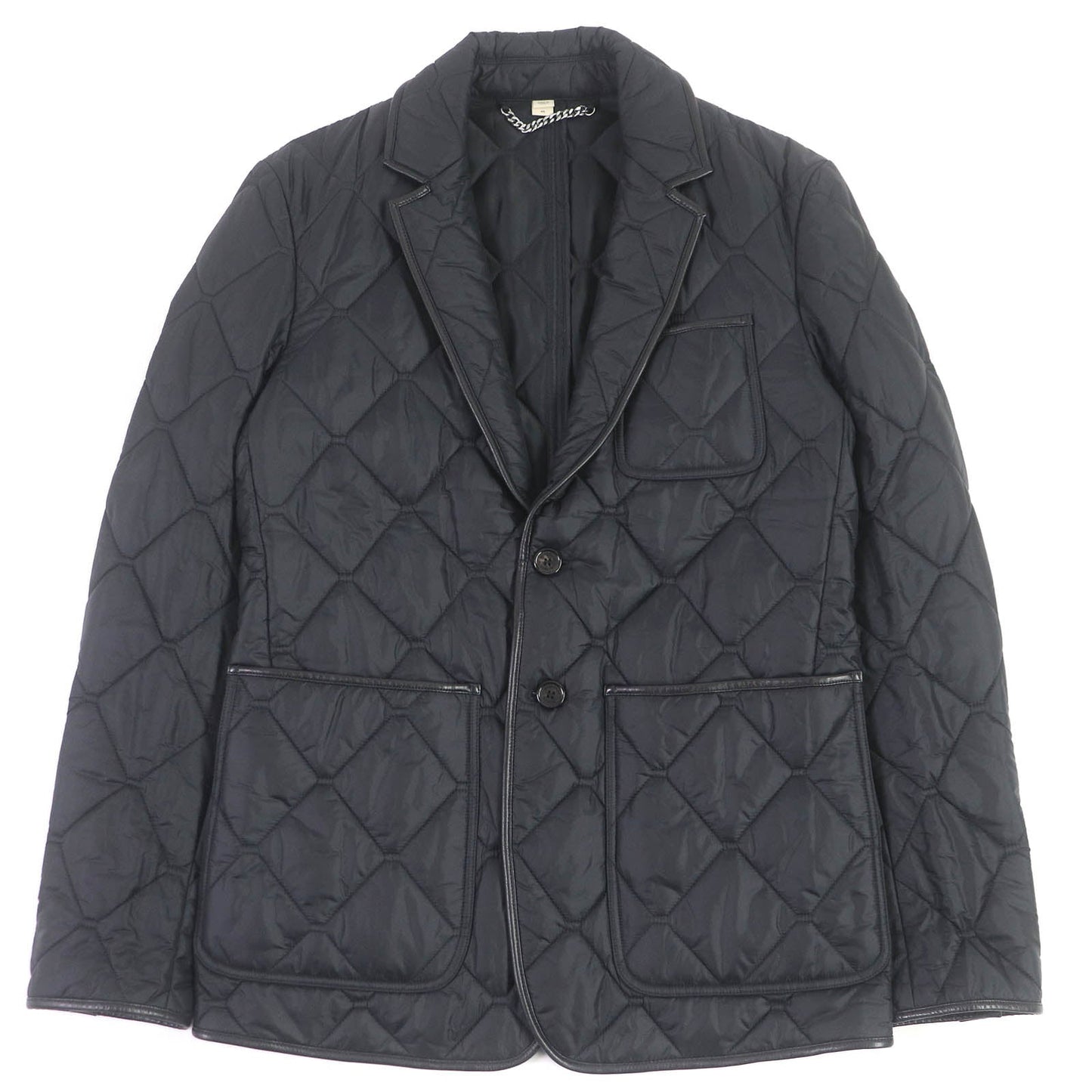 BURBERRY LONDON Blouson 3955308 Outer: 100% nylon, Lining: 55% acetate, Lining: 45% rayon, Filling: 100% polyester, Part: Lamb leather black mens 46