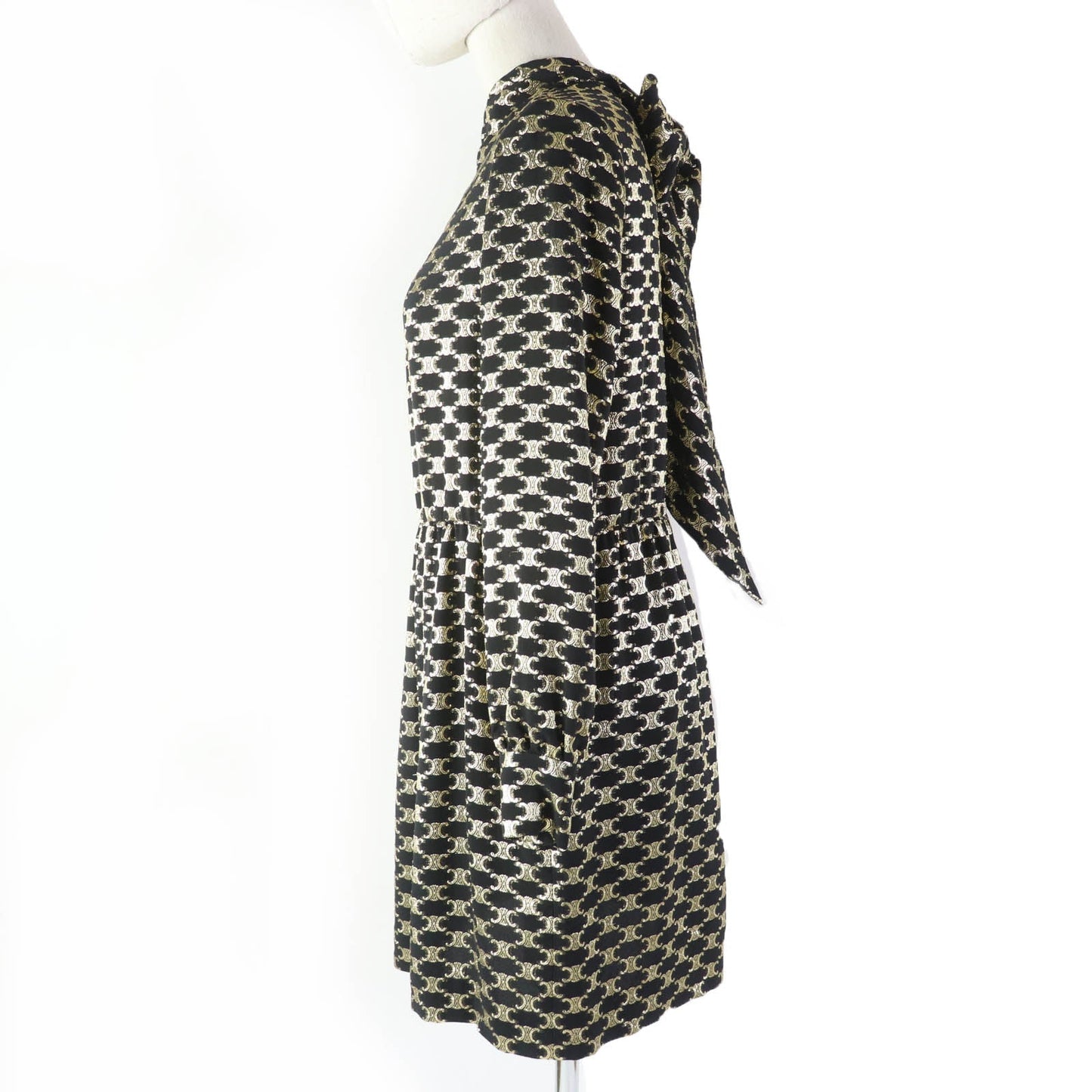 CELINE one piece 2R380805F Main: 67% silk, 33% metal fiber, Lining: 100% silk Black gold Women 34