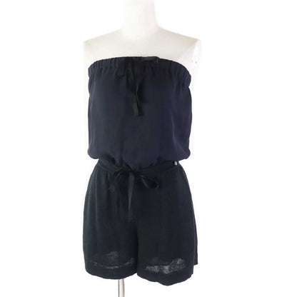 CHANEL overalls P40728 Outer: 85% linen, Outer: 15% nylon, Lining: 94% silk, Lining: 6% polyurethane, Part: 100% silk Navy black Women 34